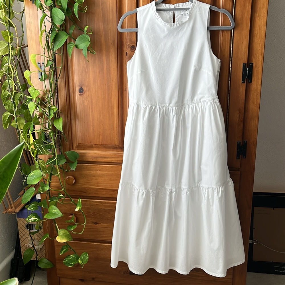 EUC J. Crew Factory Tiered Cotton Poplin Midi Dress